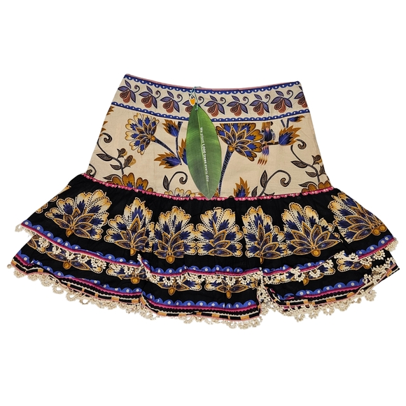 FARM Rio Dresses & Skirts - Farm Rio Ainika Floral Mini Skirt Cream Women XS Side Zipper Vacation NWT